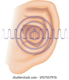 Symbolic medical illustration of symptoms of tinnitus.