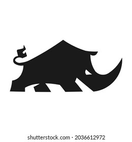 Symbolic monochrome image of a rhinoceros. Sample tattoo design. Sample icon design.