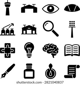 symbolic objects and concepts for presentations or designs vector icons set