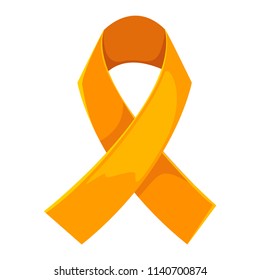 Symbolic orange ribbon. On a white background. Vector illustration. UN Campaign on Violence against Women. Attention Deficit Syndrome. Hyperactivity. Solidarity with the Orange Revolution. 