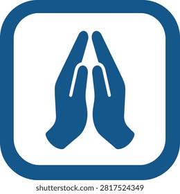 Symbolic praying hands icon, representing devotion, faith, and seeking guidance.