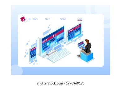 Symbolic Program and Development Symbols. Icon Collection of Decision Process Model Concepts. Characters working on Automation Procedures. Flat Cartoon Vector Illustration.