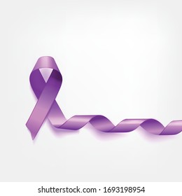  symbolic purple ribbon on white background. The Epilepsy Problem and Spirit Day, Alzheimer's disease memorial day
