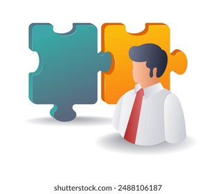 Symbolic Puzzle Solutions for Business flat illustration