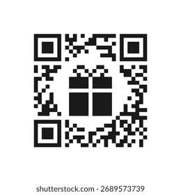 Ilustração simbólica do vetor do ícone de presente do código qr.