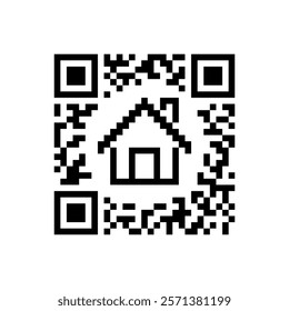 Symbolic qr code house icon vector illustration.