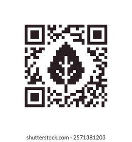 Symbolic qr code leaf icon vector illustration.