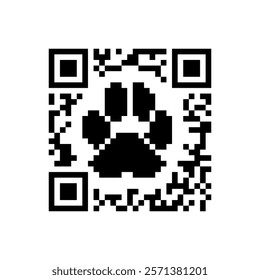 Symbolic qr code paw dog print icon vector illustration.