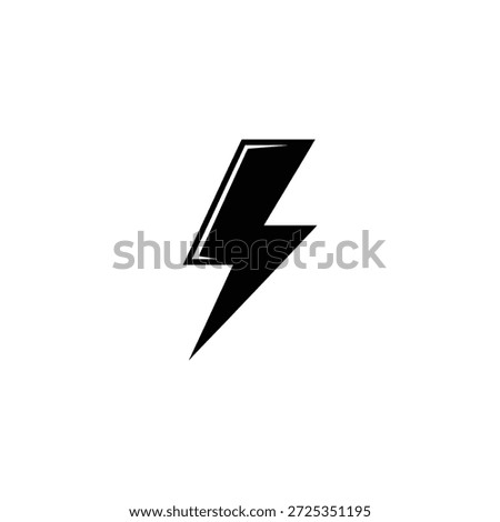 Symbolic rendition featuring a streamlined black lightning bolt. This isolated icon conveys energy, power, and electrical surge with its sharp, dynamic design.