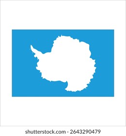 Symbolic representation of antarctica with its characteristic shape, highlighted on a blue background, raising awareness about global warming and its impact on the continent.