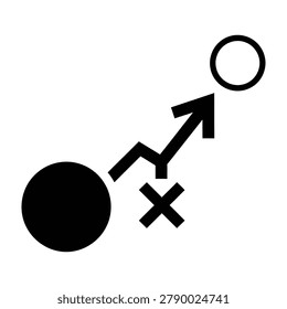 A symbolic representation of attraction and rejection in relationships, featuring geometric shapes.