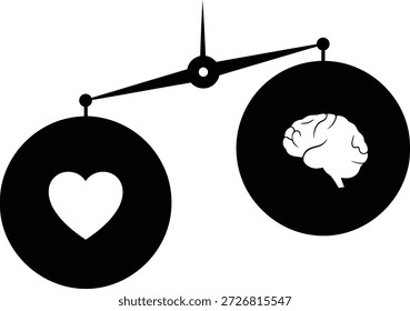 Symbolische Darstellung von ausgleichenden Emotionen und Logik unter Verwendung einer einfachen Schwarz-Weiß-Darstellung
