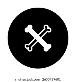 Symbolic representation of bones crossed within a black circle a minimalistic emblem for danger or medical