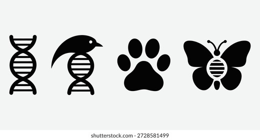 Representación simbólica de la influencia del ADN en la vida y evolución animal