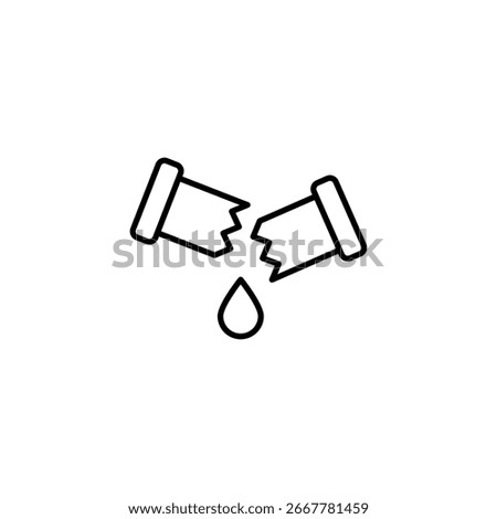 Symbolic Representation Of Fragility Featuring A Broken Tube And Liquid Droplet