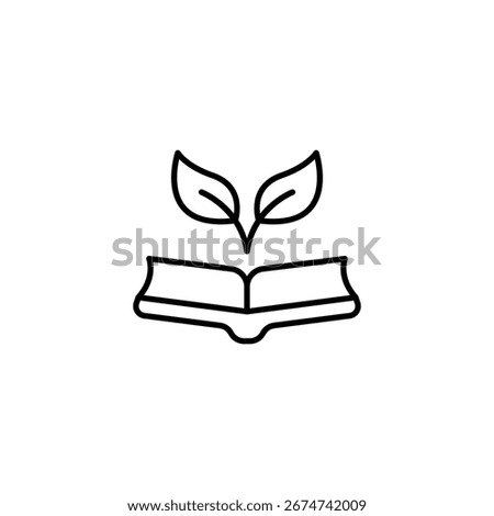 Symbolic Representation Of Growth Through Knowledge With Open Book And Plant