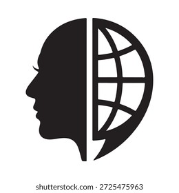 Una representación simbólica de una cabeza humana combinada con un diseño de globo