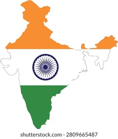 A symbolic representation of India's independence with its flag and map