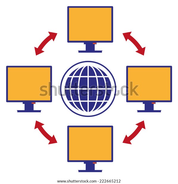 Symbolic Representation Internet Computers Around World Stock Vector ...
