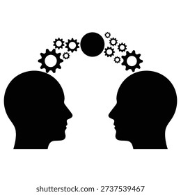 Symbolic representation of knowledge transfer and collaboration between two minds.