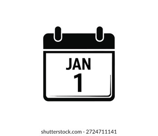 Symbolische Darstellung eines Neubeginns und eines wichtigen Datums, Markieren des ersten Januartages auf einem klassischen Kalendersymbol
