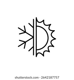 Symbolic Representation Of Opposing Seasons With Sun And Snowflake