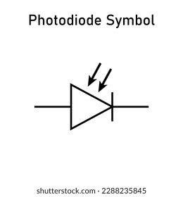 Symbolic representation of photodiode symbol. Vector illustration isolated on white background.