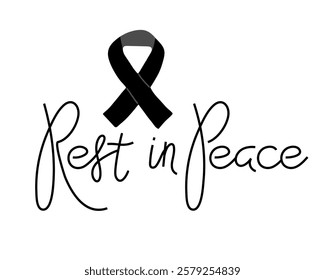 Symbolic representation of remembrance with a black ribbon and elegant lettering