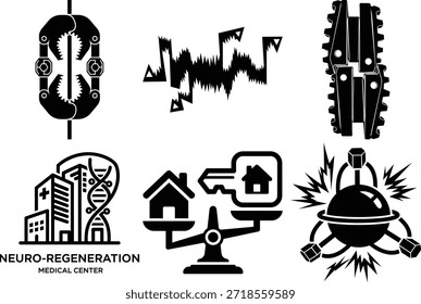 Symbolic representations of various concepts isolated on white background, Vector