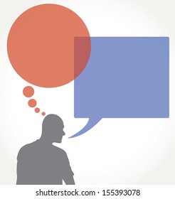 symbolic retro style illustration with speech bubble