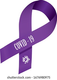 Symbolic ribbon dedicated to the virus Covid-19 causing the disease