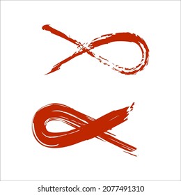 Symbolic ribbon in grunge style. Cancer ribbon.Awareness ribbon.Vector Hand Made style.