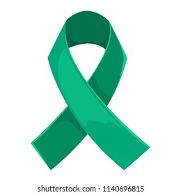 A symbolic ribbon of jade color. On a white background. Vector illustration. The problem of hepatitis B and hepatocellular carcinoma.
