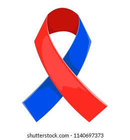 The symbolic ribbon is red-blue. On a white background. Vector illustration. In memory of the earthquake in 2010 in Haiti and in honor of the recovery after it.