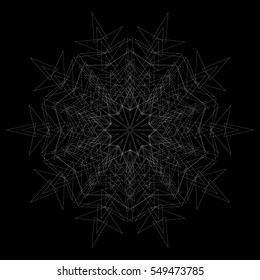 Symbolic sacred geometry element. Abstract circular, radial  pattern