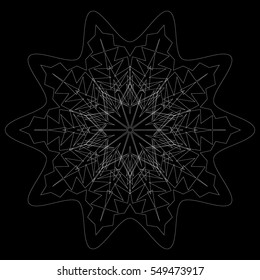 Symbolic sacred geometry element. Abstract circular, radial  pattern