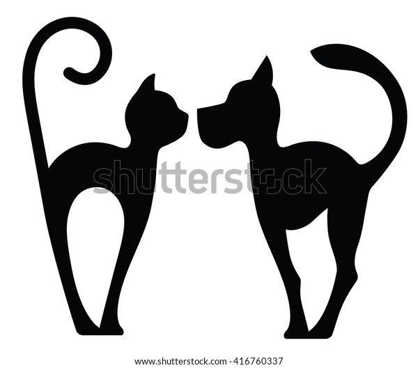 Symbolic Silhouette Dog Cat Isolated On Stock Vector (royalty Free 