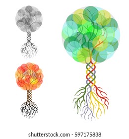 Symbolic silhouette of a tree in all seasons