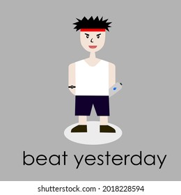 The Symbolic Of Sportsman. Beat Yesterday Text. Stay Healthy Icon.