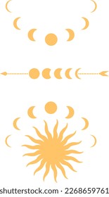 Symbolic sun. Vector doodle illustration. Isolated on white.