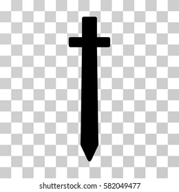 Symbolic Sword vector icon. Illustration style is flat iconic black symbol on a transparent background.