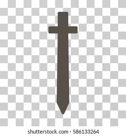 Symbolic Sword vector icon. Illustration style is flat iconic grey symbol on a transparent background.