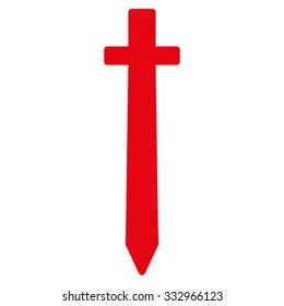 Symbolic Sword vector icon. Style is flat symbol, intensive red color, rounded angles, white background.