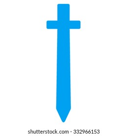 Symbolic Sword vector icon. Style is flat symbol, blue color, rounded angles, white background.