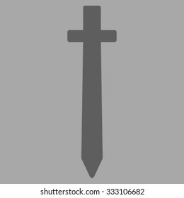 Symbolic Sword vector icon. Style is flat symbol, dark gray color, rounded angles, silver background.