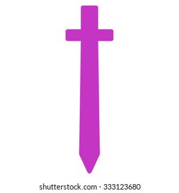 Symbolic Sword vector icon. Style is flat symbol, violet color, rounded angles, white background.