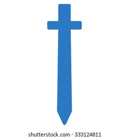 Symbolic Sword vector icon. Style is flat symbol, smooth blue color, rounded angles, white background.