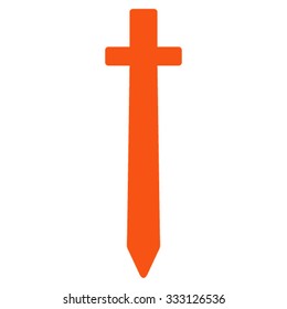 Symbolic Sword vector icon. Style is flat symbol, orange color, rounded angles, white background.