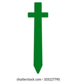 Symbolic Sword vector icon. Style is flat symbol, green color, rounded angles, white background.
