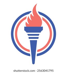 Symbolic Torch Emblem with Circular Design

